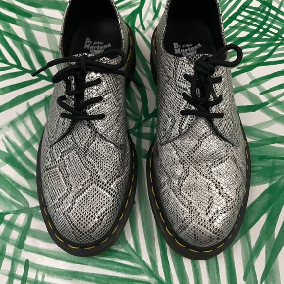 Dr Martens 1461 Met Oxford Lace Up Shoes Silver Metallic Snake Size 7 - Picture 5 of 9